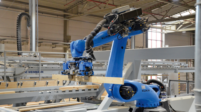 Weinmann Holzbautechnik - Fertigungslinie mit Roboter
