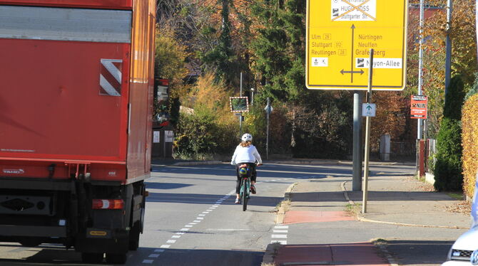 Fahrradschutzstreifen machen nach Ansicht des Zukunftsteams das Radfahren in Metzingen sicherer.