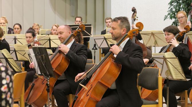 Mitglieder des Sinfonieorchesters der Neuapostolischen Kirche Freiburg-Tübingen beim Konzert in Reutlingen.  FOTO: KNAUER