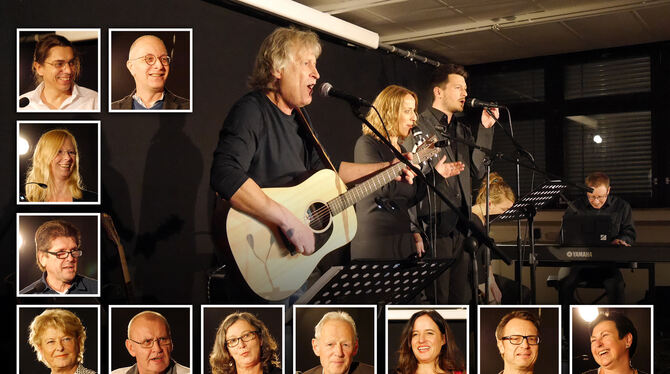 Bereiteten den Besuchern und sich selbst Vergnügen: die Autoren (kleine Bilder, gegen den Uhrzeigersinn) Franz Osswald, Thomas L