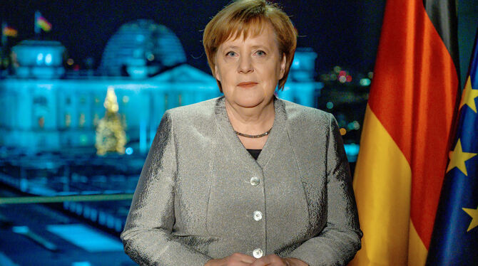 Bundeskanzlerin Angela Merkel (CDU), aufgenommen nach der Aufzeichnung ihrer Neujahrsansprache im Kanzleramt.