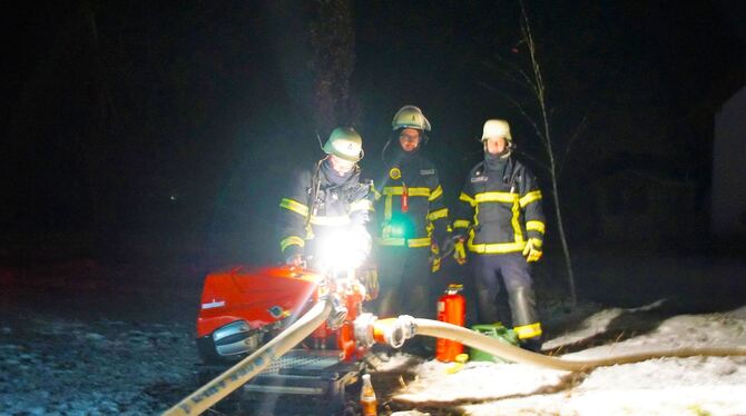 Die Einsatzkräfte pumpten in der Nacht zum Donnerstag über eine Strecke von drei Kilometern Wasser zu den Tieren.