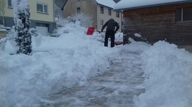 Zweckmäßiger Frühsport: Schippen.  FOTOS: BAIER, MEYER, SCHRADE, GEKELER