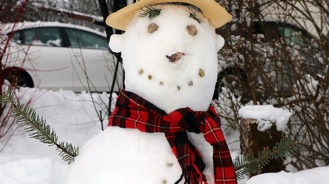 Der Pappschnee ist perfekt für Schneemänner.
