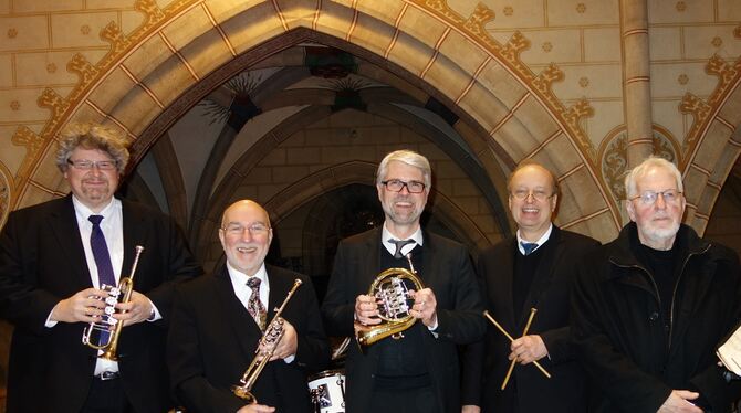 Neujahrskonzert in der Uracher Amanduskirche mit (von links) Johannes Knoblauch, Professor Claude Rippas, Joachim Jung, Uwe Arlt