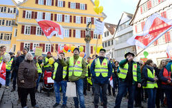 Landes-Beschäftigte des öffentlichen Dienstes demonstrierten auch in Tübingen für eine gerechtere Bezahlung.  FOTO: PIETH