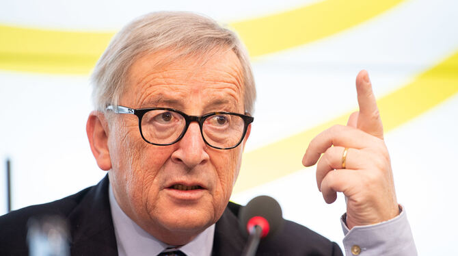 Jean-Claude Juncker, Präsident der Europäischen Kommission, bei seinem Besuch im Landtag von Baden-Württemberg.  FOTO: DPA
