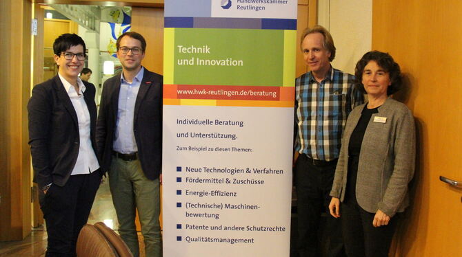 Für mehr Internet im Handwerk: (von links) Carmen Haberstroh, Daniel Seeger, Uli Korn und Dorothee Wörner.  FOTO: STADT
