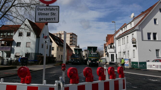 Die Ulmer Straße in Metzingen ist fast fertig. Die Wiedereröffnung verzögert sich wegen einer privaten Baumaßnahme im unteren Be