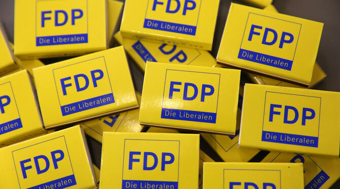 Streichholzschachteln mit FDP-Logo.