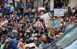 Mit der AKtion sich eine Minute tot zu stellen, machten die Schülerinnen und Schüler auf das Artensterben durch den Klimawandel