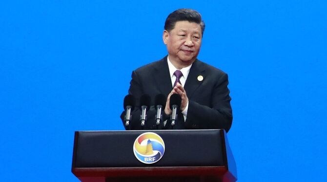 Xi Jinping, Präsident von China, spricht während der Eröffnungsfeier des zweiten Belt and Road Forum for International Cooperat