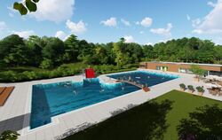 So soll es aussehen: Das neue Freibad war und ist ein Schwerpunktthema in Münsingen.  GRAFIK: BINDER 3D RENDERING