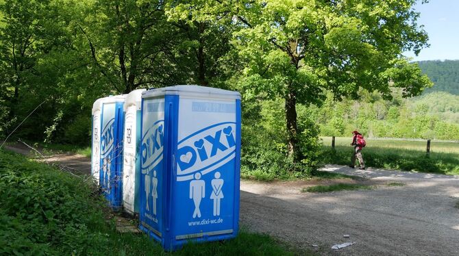 Die vier Dixi-Klos im Uracher Maisental werden zugunsten einer soliden und schicken Toilettenanlage ersetzt.   FOTO: FINK