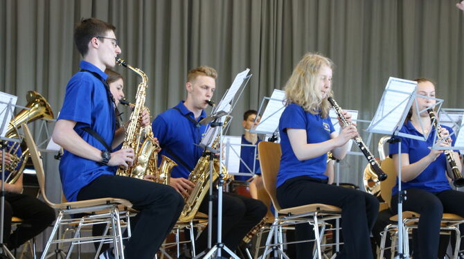 Hoch konzentriert: Mägerkinger Jugendkapelle beim Wertungsspiel. FOTO: OECHSNER