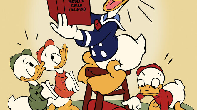 Donald Duck (Mitte) und Tick, Trick und Track .  FOTO: DISNEY/DPA