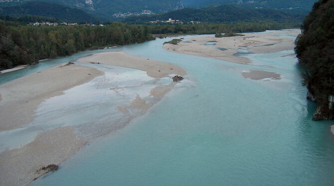 Der Tagliamento in Friaul, Oberitalien, ist einer der letzten Wildflüsse Europas. Der Fluss ist rund 170 Kilometer lang.