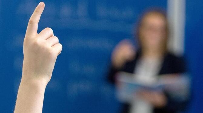 Schüler meldet sich im Unterricht