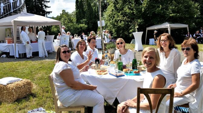 Beste Stimmung beim Schlemmen im Grünen: White Picknick in Eningen. FOTOS: BÖHM