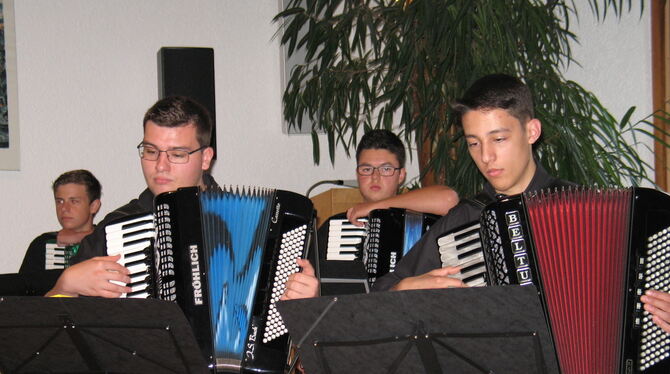 Die jungen Akkordeonspieler zeigen die Bandbreite ihres Instruments. FOTO: GEIGER