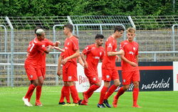 Jubel nach nach dem Ehrentor von Armin Zukic (links/verdeckt).