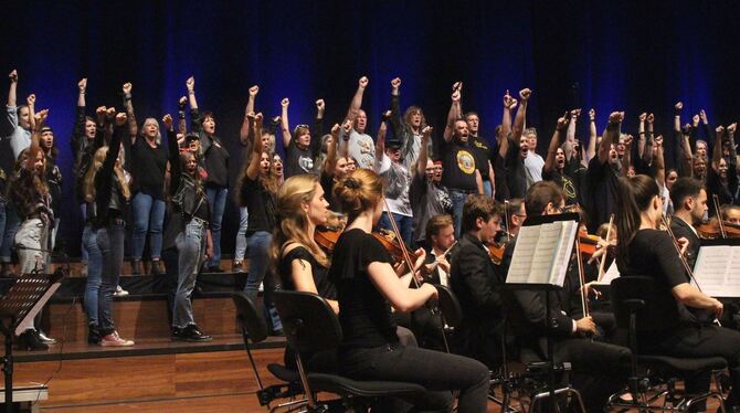 Die Verbindung von Rockmusik und klassischem Sinfonieorchester prägte den zweiten Teil des Konzerts in der Reutlinger Stadthalle