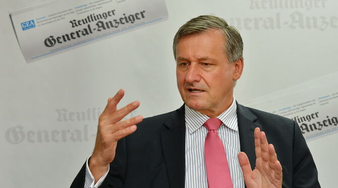 Der E-Motor ist keine Zukunftstechnologie: FDP-Fraktionschef Hans-Ulrich Rülke beim GEA-Redaktionsgespräch.Fotos: Niethammer