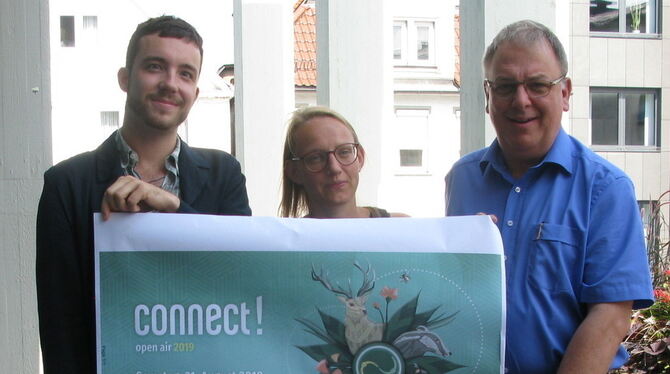 Präsentierten das »connect!«-Festival bei einer Pressekonferenz (von links): Linus Renz, Kati Trinkner und OB Thomas Keck.   FOT