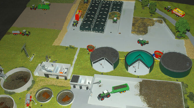 Eine Biogasanlage im Modell. Auf dem Schönbuchhof bei Walddorfhäslach ist bereits eine solche in Betrieb. Sie könnte Energie zum