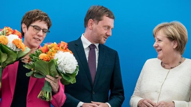 AKK, Kretschmer und Merkel in Berlin