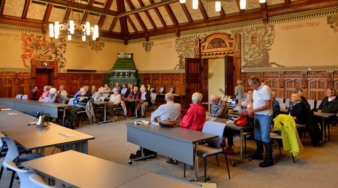 Ein beliebter Klassiker ist am Tag des Denkmals der Besuch des Großen Sitzungssaals im Landratsamt. fotos (3): niethammer Ein beliebter Klassiker ist am Tag des Denkmals der Besuch des Großen Sitzungssaals im Landratsamt. fotos (3): niethammer
