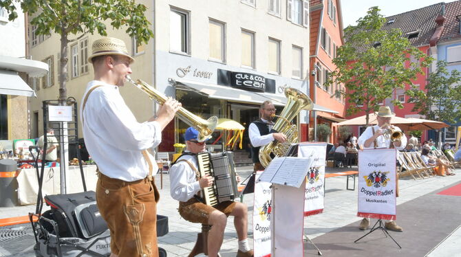 »Echte Volksmusik« boten die Original Doppelradler-Musikanten am Weibermarkt.