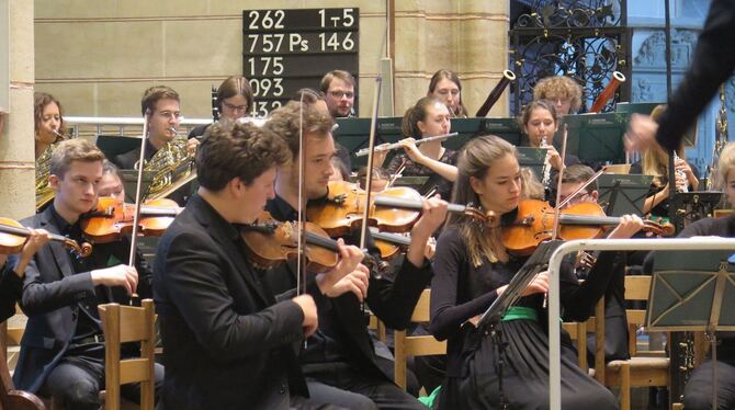 Das Odeon-Jugendsinfonieorchester München spielte in der Bad Uracher Amanduskirche Werke von Beethoven und Strauss. FOTO: STRÖHL