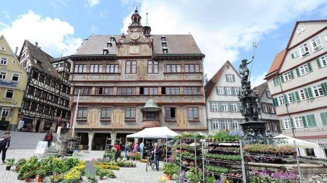 Das Rathaus in der Altstadt von Tübingen