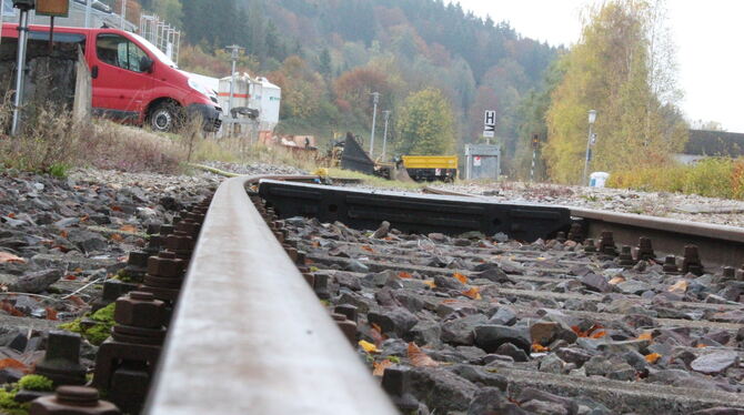 Der Bahnhof Trochtelfingen am 22. Oktober – ohne Anzeichen für anstehende Bauarbeiten.  FOTO: FISCHER