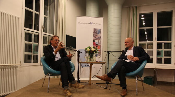 Harald Welzer (links) wünscht sich mehr Utopien in der Gesellschaft.Foto: Inhoff