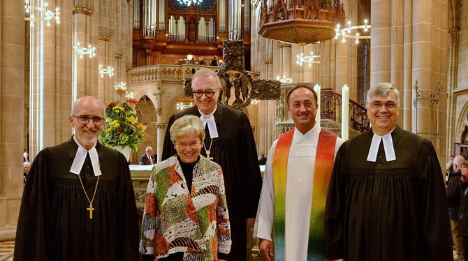 Reformationstag in der Reutlinger Marienkirche (von links): Prälat Dr. Christian Rose, Professorin Ulrike Schuler, Landesbischof