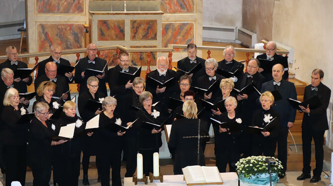 Der Ludwig-Uhland-Chor begeisterte am Sonntagabend mit einer geistlichen Serenade in Upfingen.foto: bloching