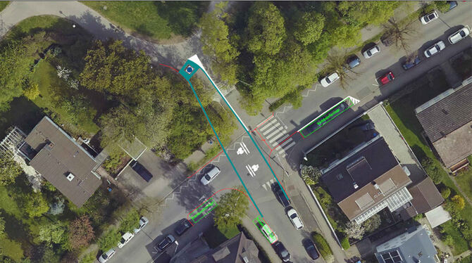 Die angedachte Lösung von oben: Die Fahrradstraße Bellinostraße (mit blauer Markierung) würde in die Pomologie weitergeführt wer