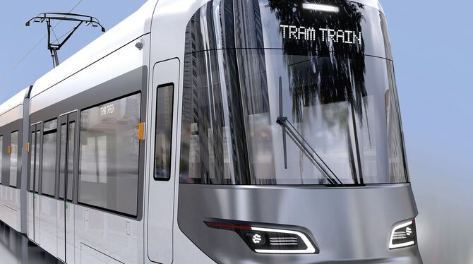 Ein Tram Train in der Neutralversion: Das  Fahrzeugdesign stammt von der Kirchentellinsfurter  Firma Tricon.   FOTO: VERBAND