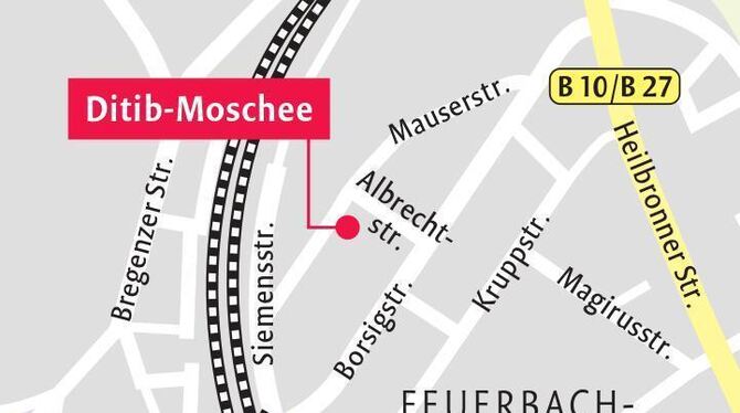 Der Standort der Moschee in Stuttgart
