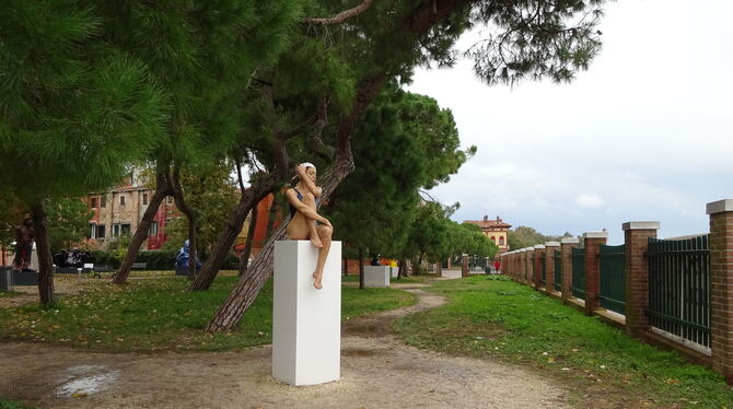 Skulptur von Carole A. Feuerman, ausgestellt in Venedig.  FOTO: LISKE