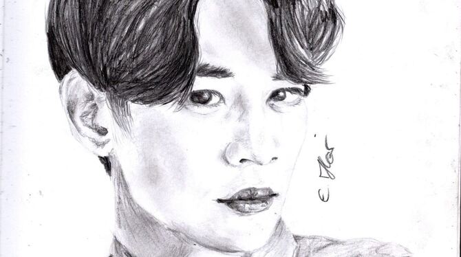 Diese Bleistiftzeichnung von Ellen zeigt den südkoreanischen Sänger Minho. FOTO: ZMS Diese Bleistiftzeichnung von Ellen zeigt den südkoreanischen Sänger Minho. FOTO: ZMS