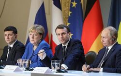Selenskyj, Merkel, Macron und Putin im Élyséepalast
