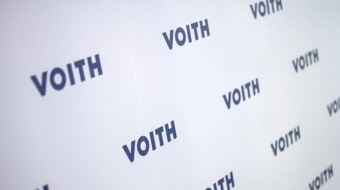 Der Voith-Schriftzug steht auf einer Wand