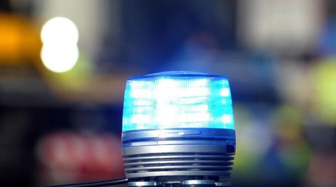 Das Blaulicht eines Streifenwagens der Polizei leuchtet