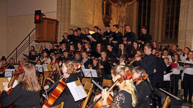 Ensembles, Chöre und Solisten spielten in der voll besetzten Pfullinger Martinskirche. FOTO: LEIPPERT