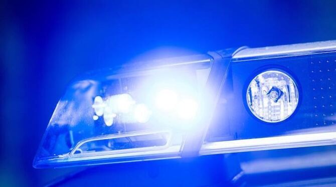 Ein Blaulicht leuchtet an einer Polizeistreife