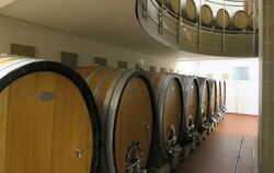 In den Kellern der Genossenschaft in Möglingen reift der Rotwein auch aus Metzingen in massiven Eichenholzfässern. FOTOS: KLEIN