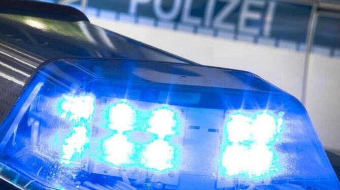 Ein Blaulicht leuchtet am auf dem Dach eines Polizeiwagens